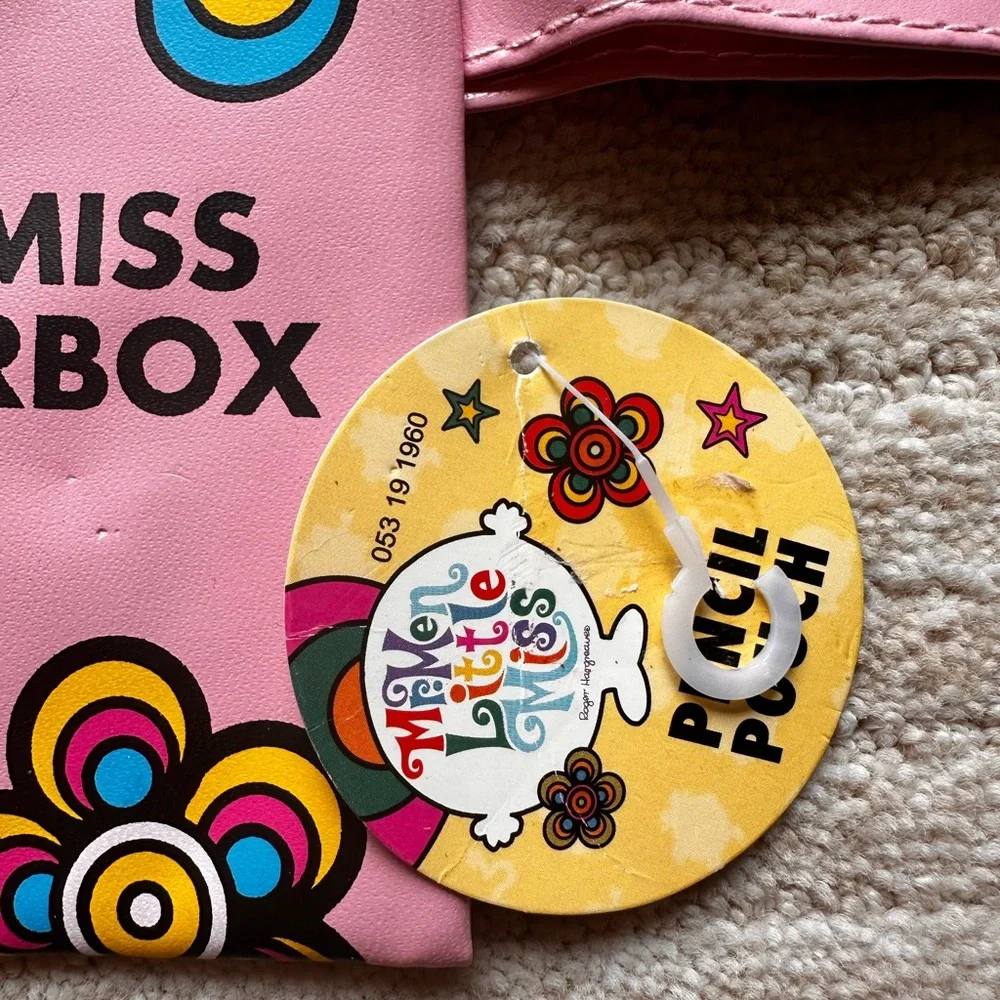 Vintage LITTLE MISS CHATTERBOX Pink Zipper Vinyl Pencil Pouch